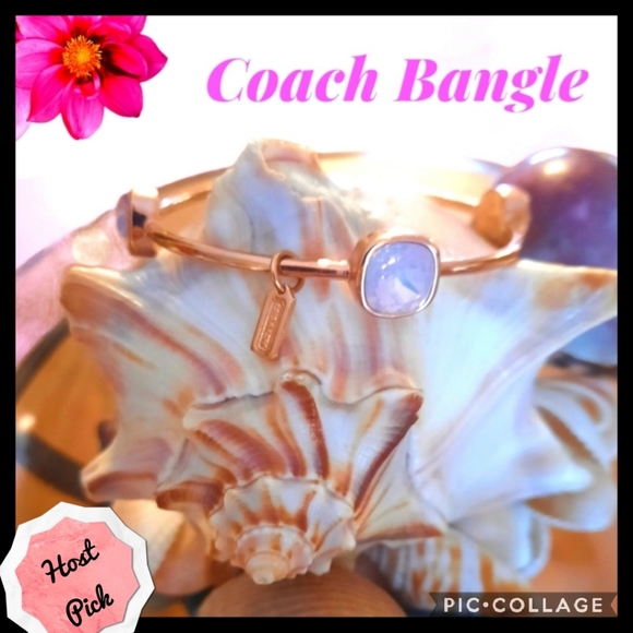Coach Jewelry - COACH Rosegold Pink Crystal Bangle Bracelet
